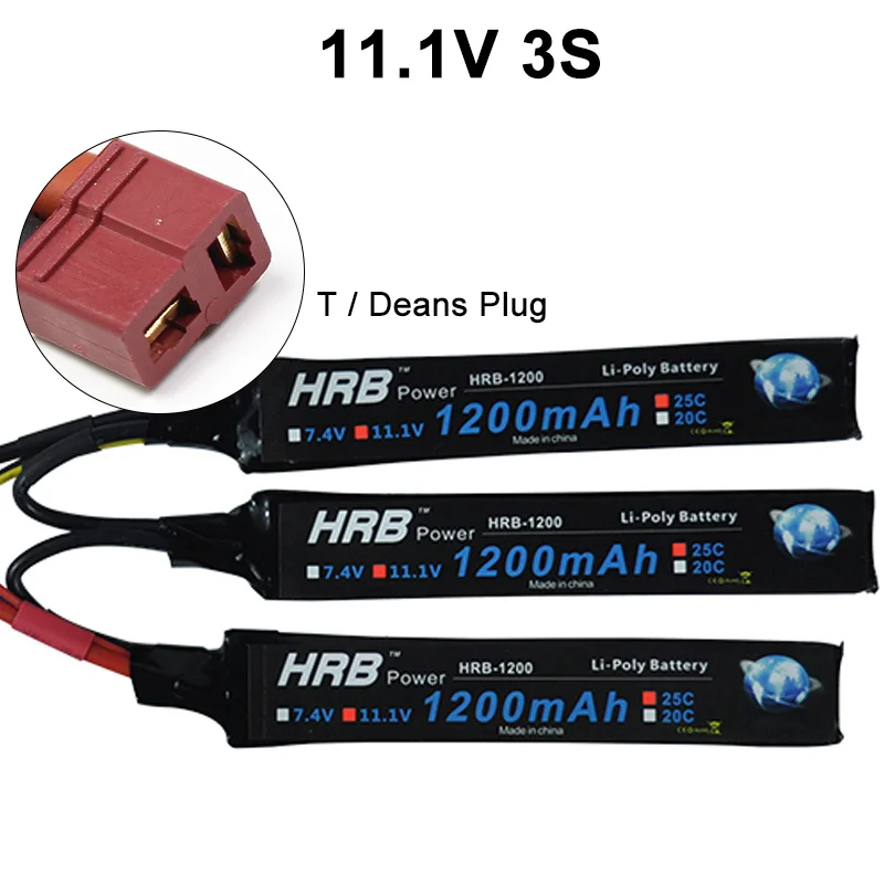 HRB 1200mAh 11,1 V 25C 3S Lipo батарея Tamiya T Deans женский водный Воздушный пистолет электрический RC части мощный Акку для страйкбола пистолет игрушка - Цвет: 11.1V T Plug