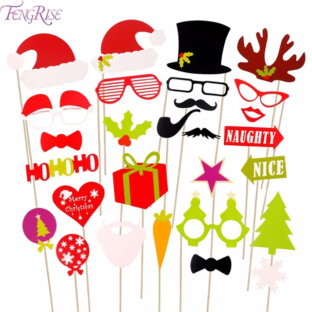 FENGRISE Carta Cappello Di Natale Divertente Baffi del Moustache Del Partito Pho FENGRISE Carta Cappello Di Natale Divertente Baffi del Moustache Del Partito Pho