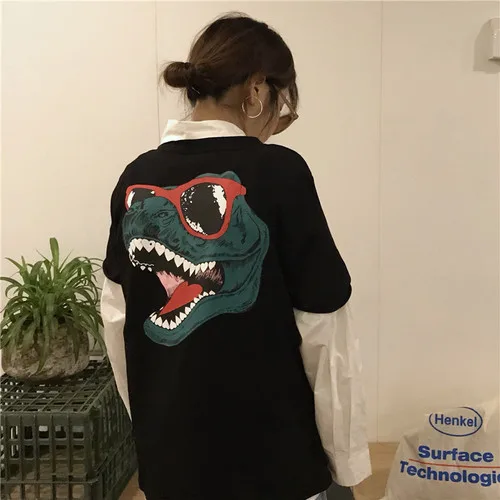 Dinosours المطبوعة عارضة القطن إلكتروني بسيطة كل مباراة فضفاض قصيرة الأكمام الإناث النساء س الرقبة المحملات Dinosours المطبوعة عارضة القطن إلكتروني بسيطة كل مباراة فضفاض قصيرة الأكمام الإناث النساء س الرقبة المحملات