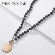 

wing yuk tak Fashion Bohemian Natural Stone Necklaces for Women Handmade Bead Pendant Necklaces Wedding Party Jewelry 4 Colors