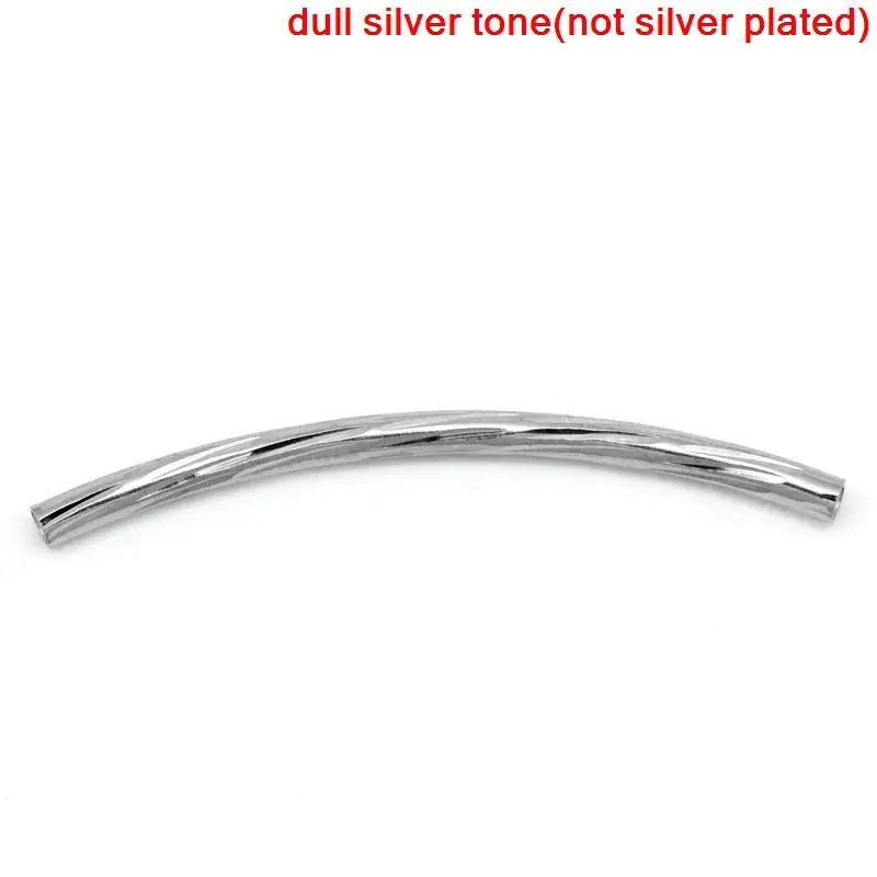 DoreenBeads изогнутая прокладка трубки бусины тусклый серебряный цвет 3,5x0,2 см, 100 шт(B22226