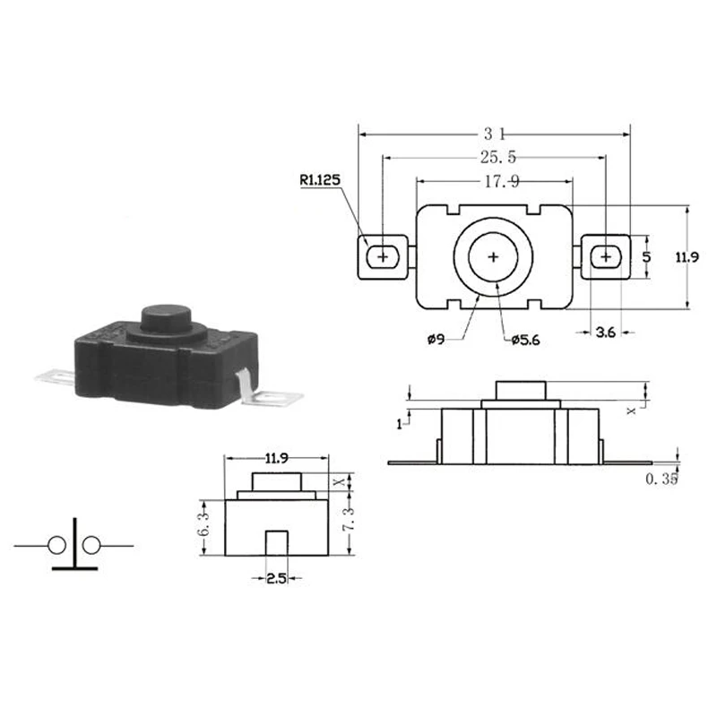 10 шт. KAN-28 1.5A250V переключатели для фонарика самоблокирующиеся SMD типа 18x12 мм кнопочные переключатели 1812-28A