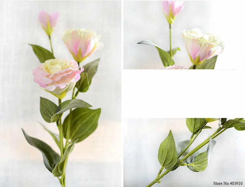 1 шт. Европейский искусственный цветок 3 головки поддельные Eustoma Gradiflorus Lisianthus Рождество Свадьба Праздник декор дома 5 цветов