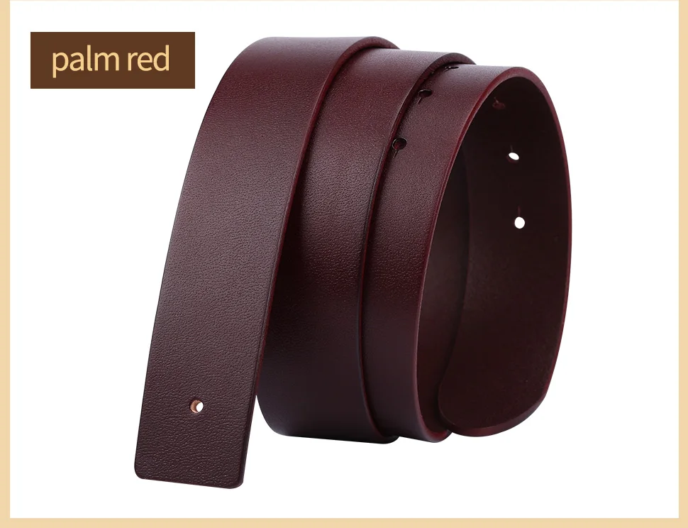 BIGDEAL Diy belt genuine leather without buckle replace belt cowskin leather belt body Pure color Smooth buckle cowhide waistban