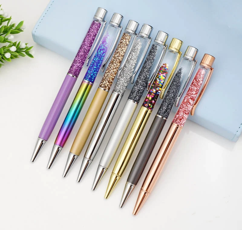 Creatively 1.0mm Luxury Ballpoint flow oil crystal Gold foil Metal Copper colorful high-grade gold powder quicksand penwith box frontier cinnamon powder korintje a grade 3% oil 16 ounce bags