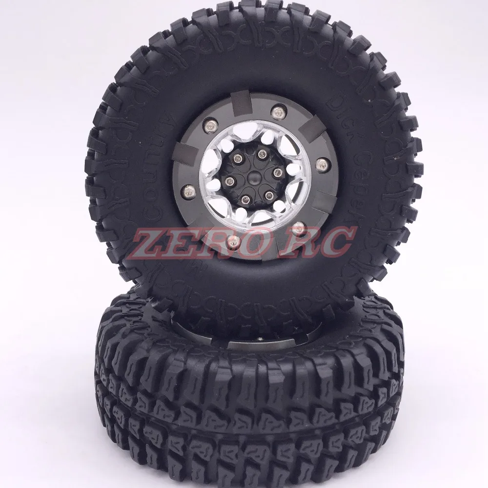 

1/10 Crawler Truck SCX10 CC01 D90 ALUMINUM 1.9 Beadlock WHEELS RIMS + 100mm RC4WD Dick Cepek Tyre SET 2