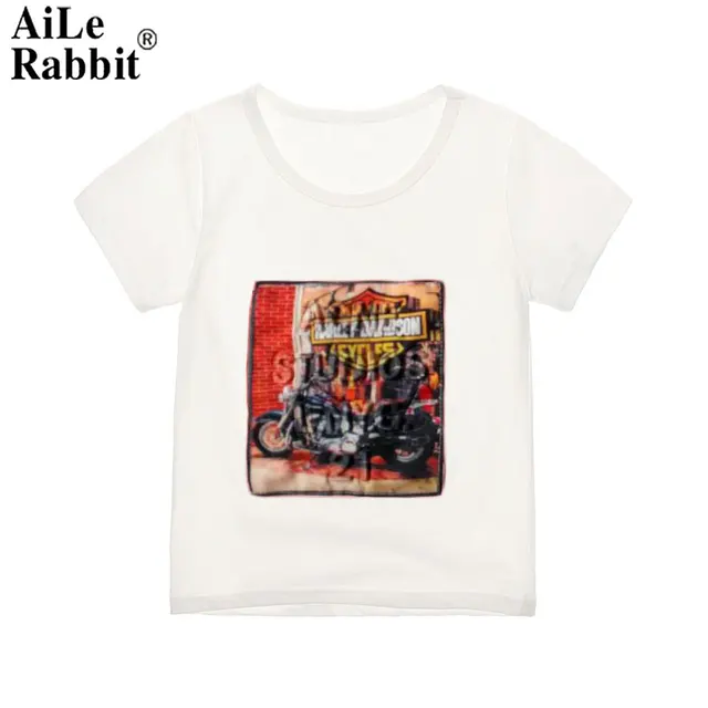 AiLe Rabbit 2018 Children Short Sleeve Tops Tee Summer Hot Boys Girls Fashion Patch Letters Infant Baby Cotton Clothing k1