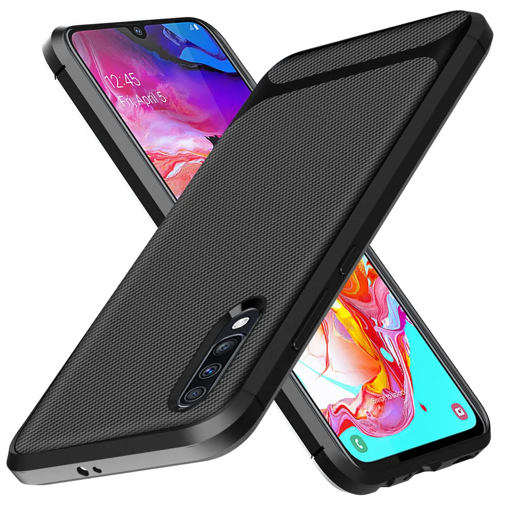 

For Samsung A50 Case Carbon Fiber Brushed Anti-fall Matte TPU Silicone Back Shockproof Cover For GalaxyA50 Mobile phone Bag Capa
