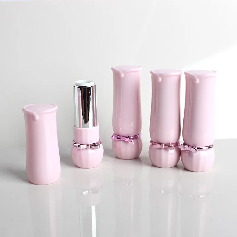 

DHL 100pcs/lot Pink Bowknot DIY 12.1mm Lipstic Lip Balm Tube Empty High Quality Plastic Lipstick Tube Lipstick Gloss Container