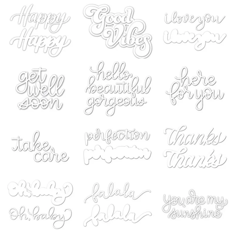 

New Words and Phrases Metal Cutting Dies Stencil for DIY Scrapbooking Photo Album Embossing Paper Cards Making Decorative Crafts