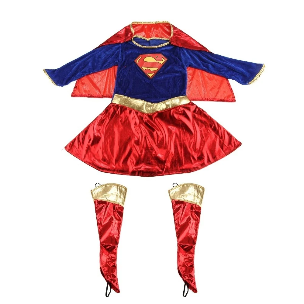 Kids Child Girls Costume Fancy Dress Superhero Supergirl Comic Book Party Outfit