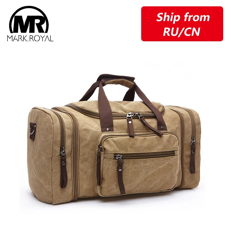 MARKROYAL Mens Canvas Travel Duffel Male Large Capacity Travel Bags Travel Tote Carry on