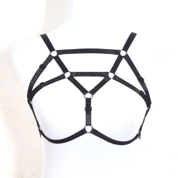 

Black Geometry Wonen Exotic Apparel Sexy Harness Cage Bra New Gothic Harajuku Sexy Lingerie Summer Style Body Harness Cage Bra