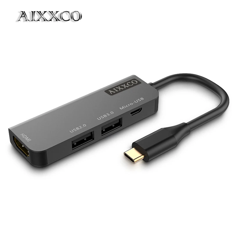 AIXXCO USB C концентратора USB-C до 3,0 концентратор HDMI Thunderbolt 3 адаптер для MacBook samsung Galaxy S9 huawei P20 Коврики 20 Pro Тип C USB HUB