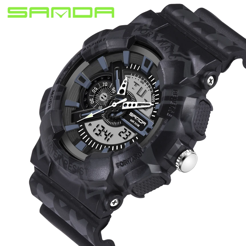 

SANDA G Style Sports Watch Men Dual Display Digital Watches Mens Waterproof Multifunction Casual Male Clock reloj hombre 2018