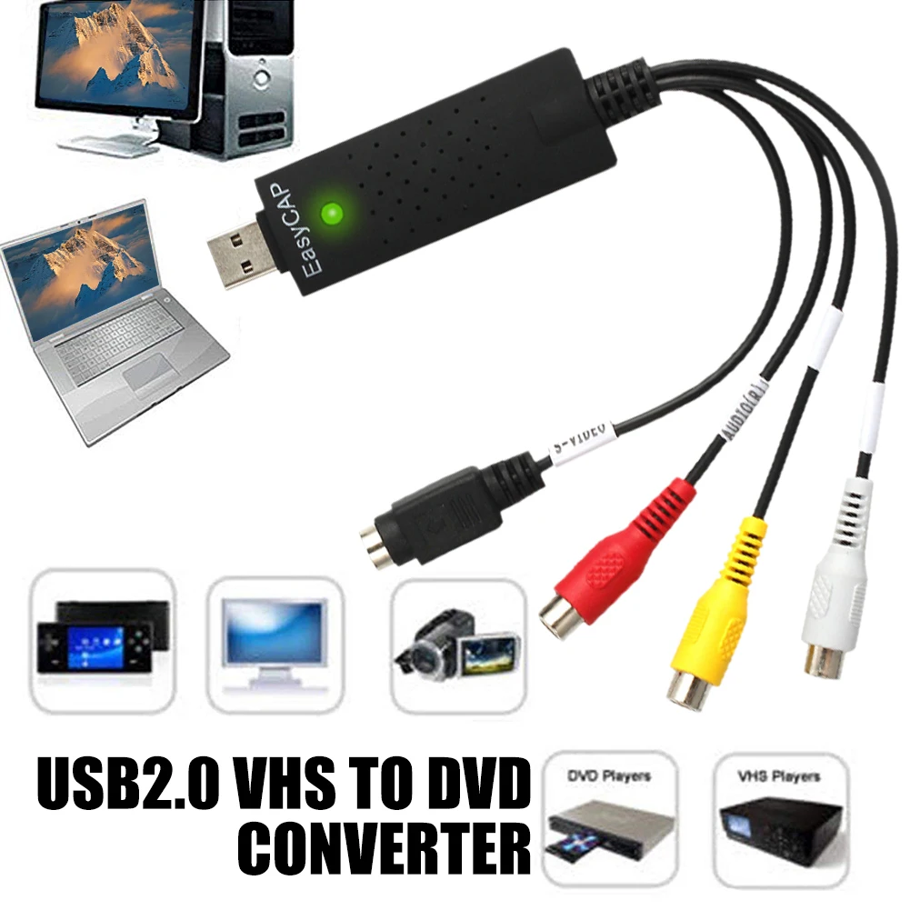 USB2.0 конвертер VHS в DVD захвата видео аудио захвата карты адаптер Scart Rca кабель для Win10 Высокое качество Быстрая