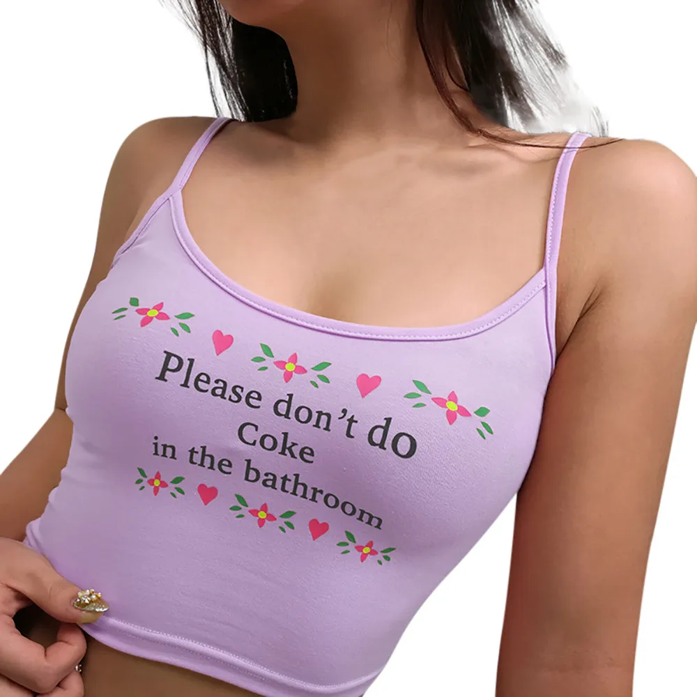 

2019 Sexy Fashion Vest Please don't do coke in the bathroom Womens Casual Tank Tops Letter Print Vest Halter Camisole