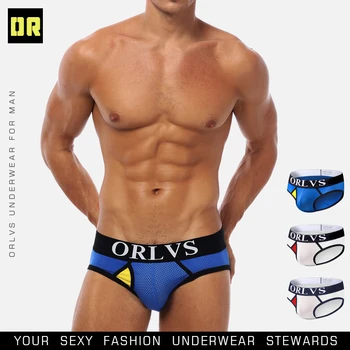 

Brand Mesh Men Underwear Briefs Sexy Gay Mens Brief Men Cotton Pouch Underwear Male Panties Bikini Cuecas OR133