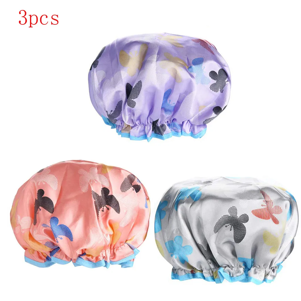 

3pcs New Soft Night Sleep Hat Silk Hair Bonnet Shower cap Hair Care with Wide Band Comfortable Hair Loss Cap