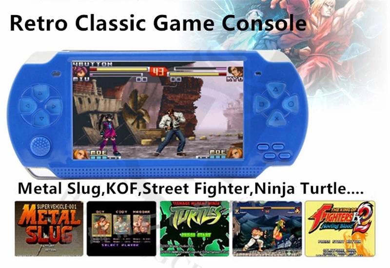 Best Handheld Game Console Video game 4.3 inch 8GB with hundreds Free retro Games support for neogeo/gba/gbc/sega 8/16/32 bit