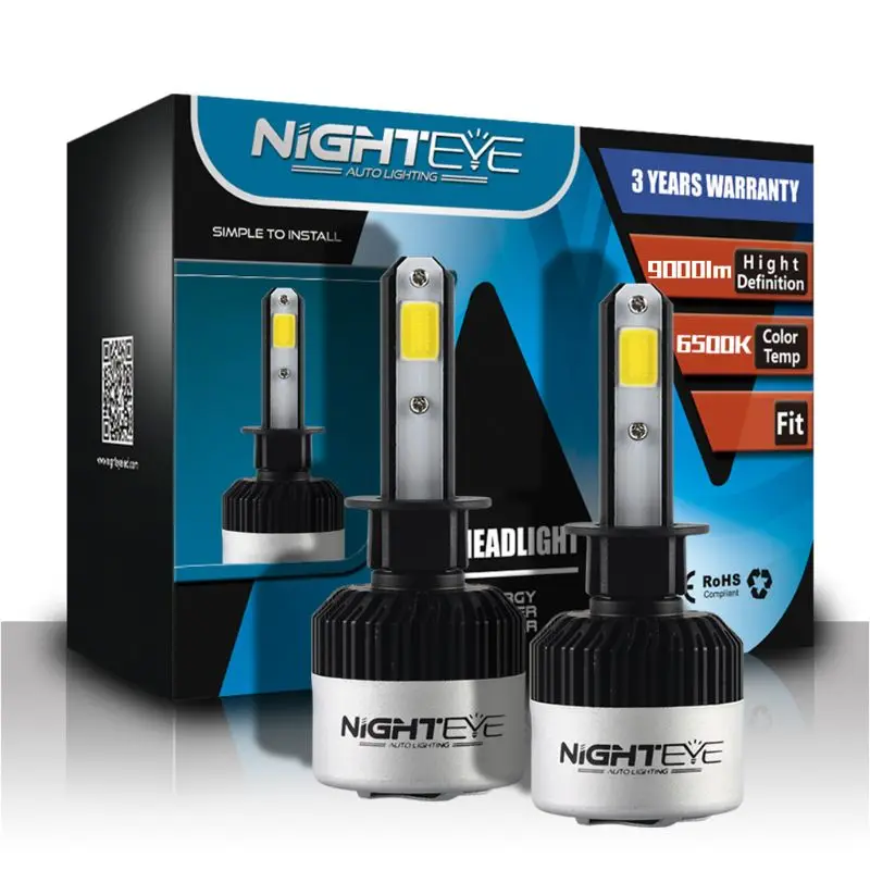 NIGHTEYE Автомобильный светодиодный лампы для передних фар 72w фары для 9000LM/комплект 6500K холодный белый H1 H4 H7 H11 9005 9006 автомобильные аксессуары