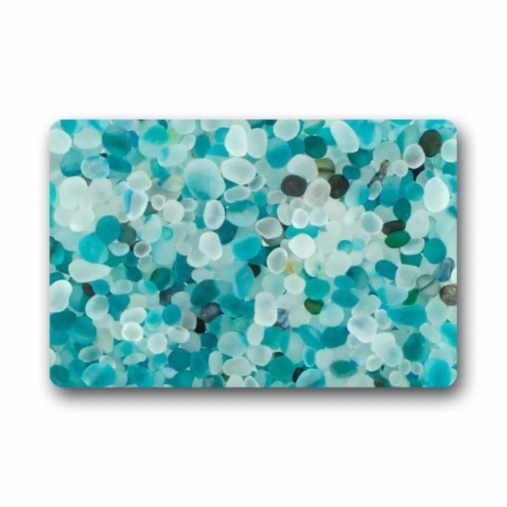Красивый Teal Blue Crystal Pebble с каменным узором нетканый материал дверной коврик для