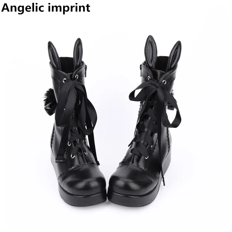 Angelic печатные женские мотоциклетные ботинки mori girl Леди Лолита короткие ботильоны