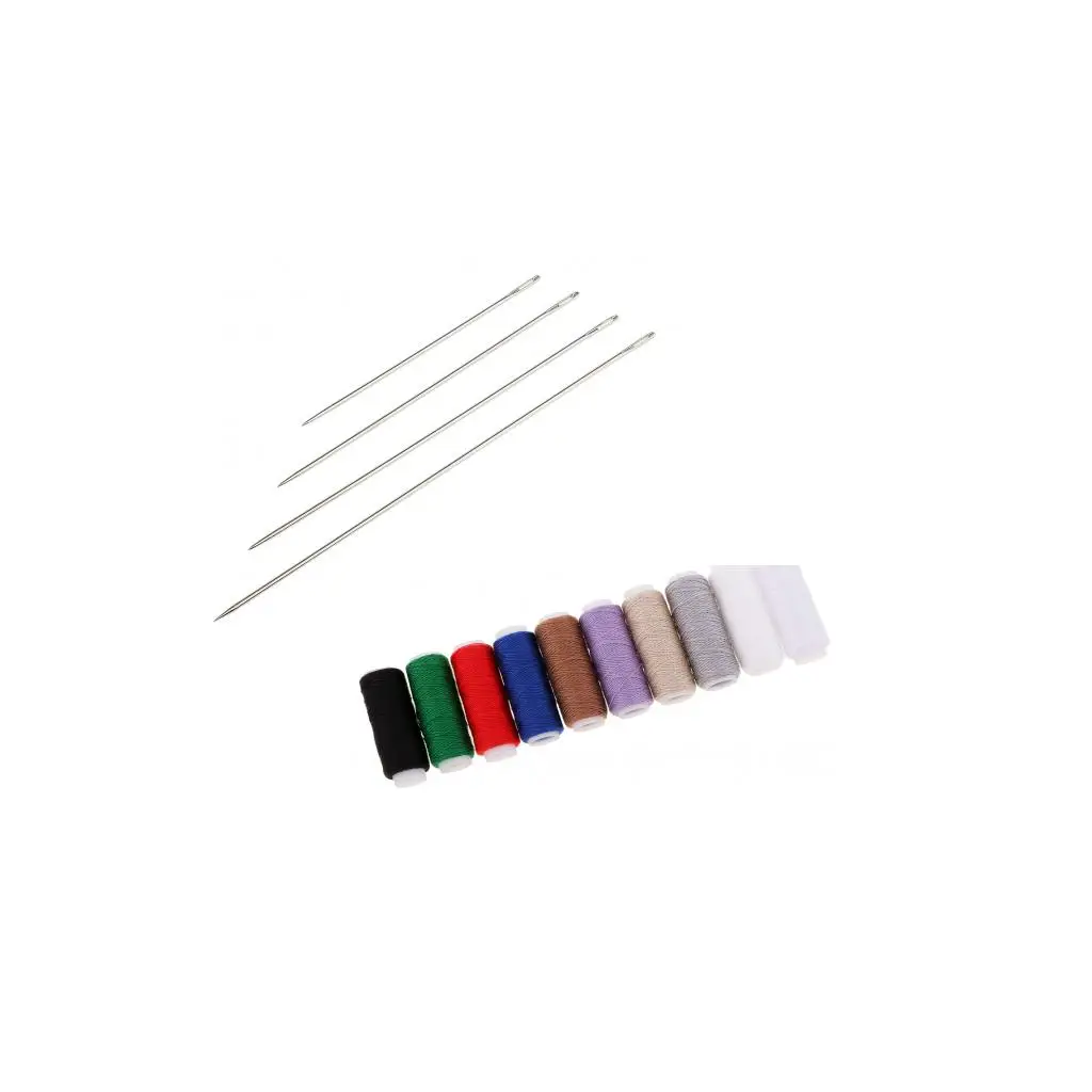 10 Spools Jeans Thread Set Polyester Strong Thick Sewing Thread for Denim Leather Quilt Blanket Cushion Curtain Handwork