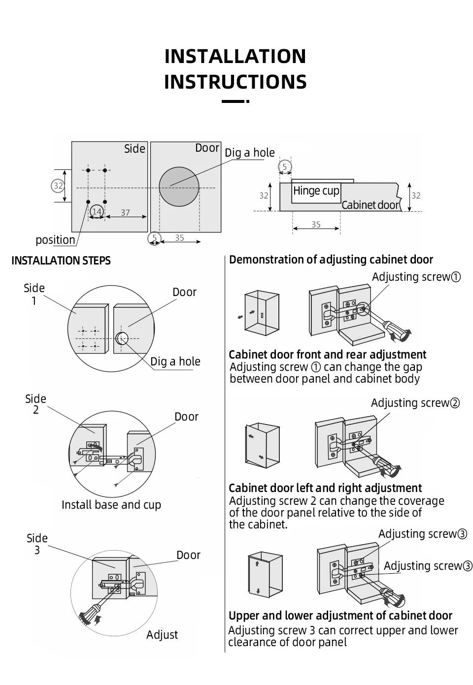 Door hydraulic hinge Damper Buffer Soft Close Cold rolled steel hydraulic hinges for kitchen Furniture Hardware