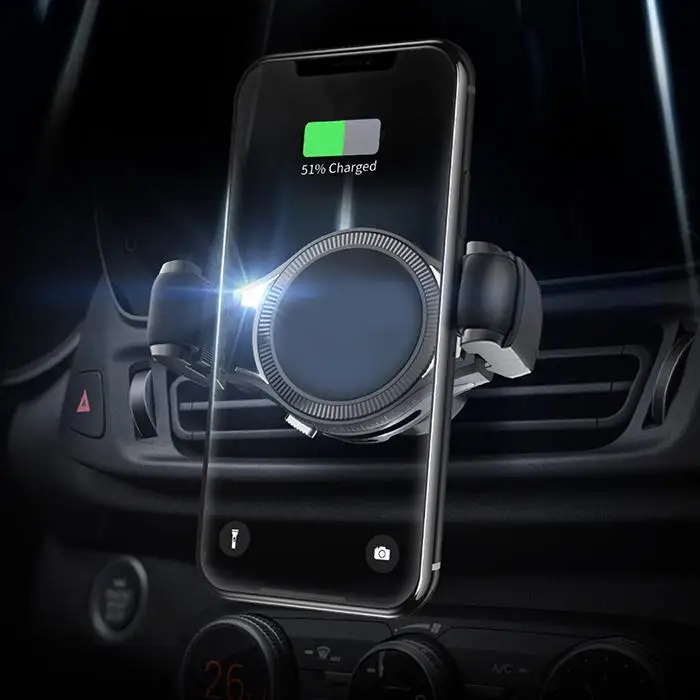 

10W Car Vent Mobile Phone Holder Intelligent Micro USB Wireless Fast Charger 5V / 2A, 9V / 2A 2mm~8mm Black
