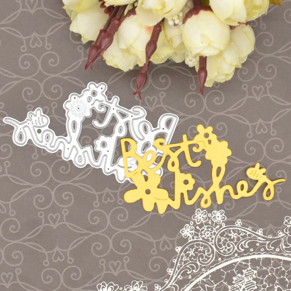 

Best Wishes Letter Metal Cutting Dies Words for Scrapbooking Album Festival Card Making Paper Embossing Die Cuts