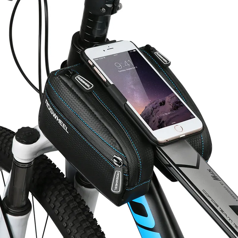

ROSWHEEL New Bicycle Smart Phone Bag for iPhone 6 6S 6Plus 6SPlus 7 7Plus Touch Screen PU leather Top Frame Tube Pouch 121273-PA
