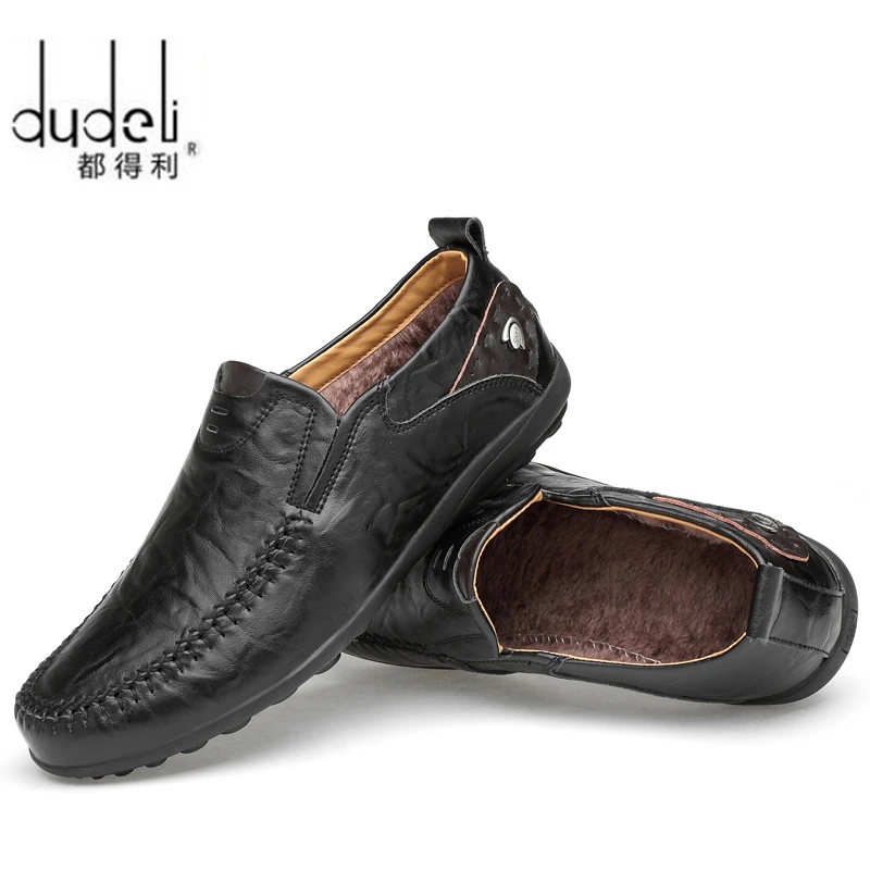 Zapatos informales de piel auténtica para hombre, mocasines de marca lujo, sin cordones, para invierno, color negro, hechos a mano, 2020| Mocasines| - AliExpress