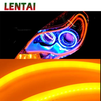 

LENTAI For Chevrolet cruze captiva aveo Nissan qashqai Mini cooper 1Set 60CM Car LED DRL Strip Light White+Yellow turn signal