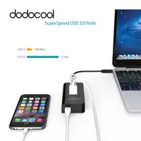 dodocool Type-C Hub USB-C to 3Port USB 3.0 Hub with Gigabit Ethernet Adapter Type C Power Delivery USB Hub for Apple New MacBook