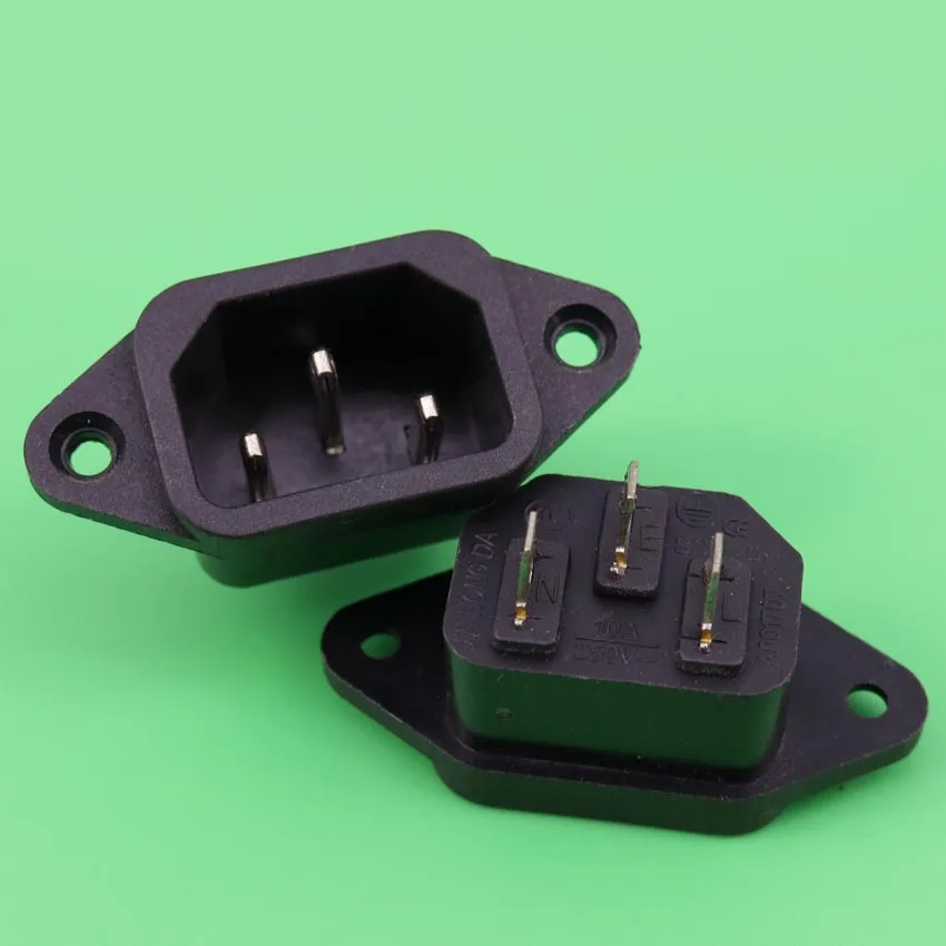 YuXi AC 250V 10A 3P IEC 320 C14 Plug Panel Mount Power Inlet Sockets