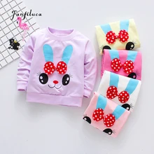 Fanfiluca/Новые брендовые футболки для девочек; Весенние футболки с длинными рукавами и рисунком кролика для девочек; модные топы; детская верхняя одежда