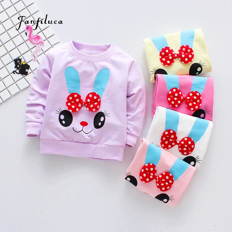 Fanfiluca Brand New Girls Tshirts Long Sleeve Girl Spring Rabbit Tees