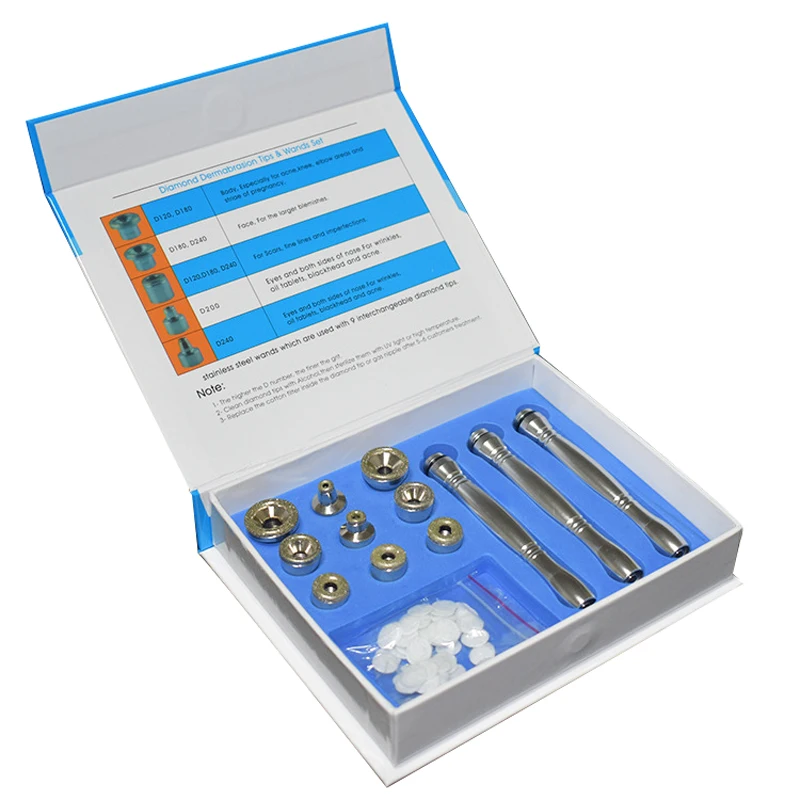  3 Wand 9 Diamond Tip Microdermabrasion Dermabrasion Kit For Facial Skin Peeling Care Machine Tool A