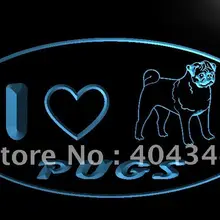 LK231-I Love Pug собака, домашнее животное, светодиодная неоновая вывеска