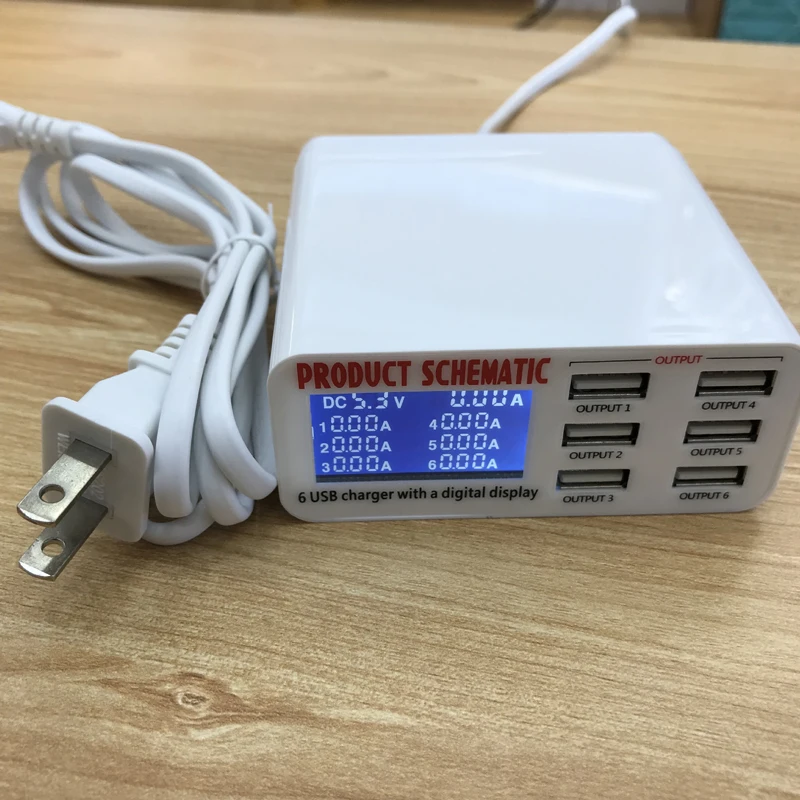 

6-port charger dynamic real-time display USB multi-port charger USB6 port smart charger automatic identification