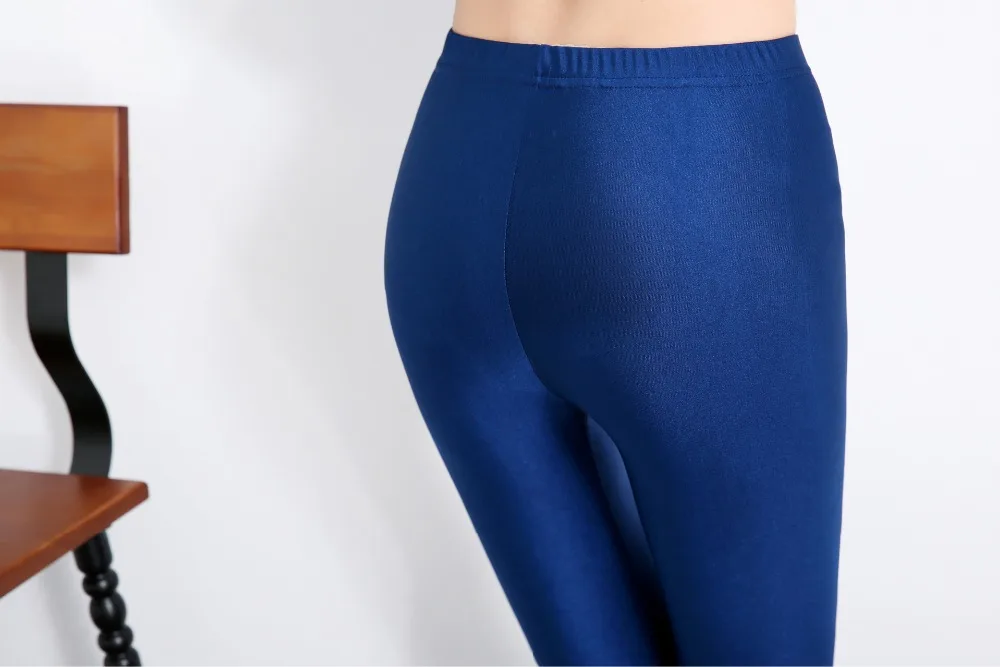 seamless leggings Hot Selling 2021 Women Solid Color Fluorescent Shiny Pant Leggings Large Size Spandex Shinny Elasticity Casual Trousers For Girl crossover leggings