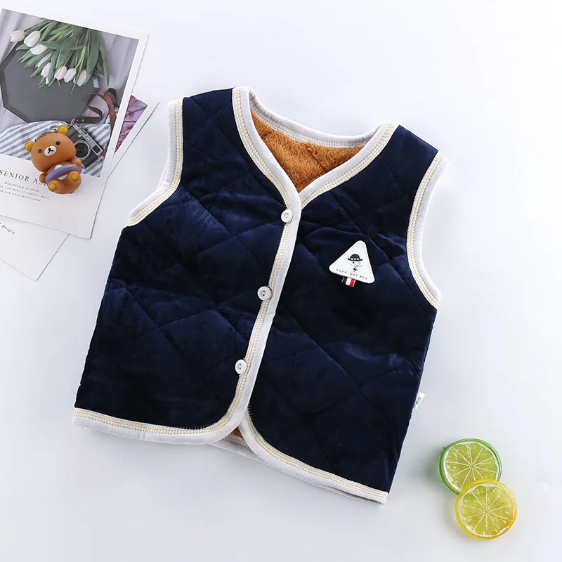 

Children Vest Autumn Winter New Cotton Outwear Kids Boy Girls Warm Single-breasted Plus Velvet Clothing Girls Baby Thick Jackets