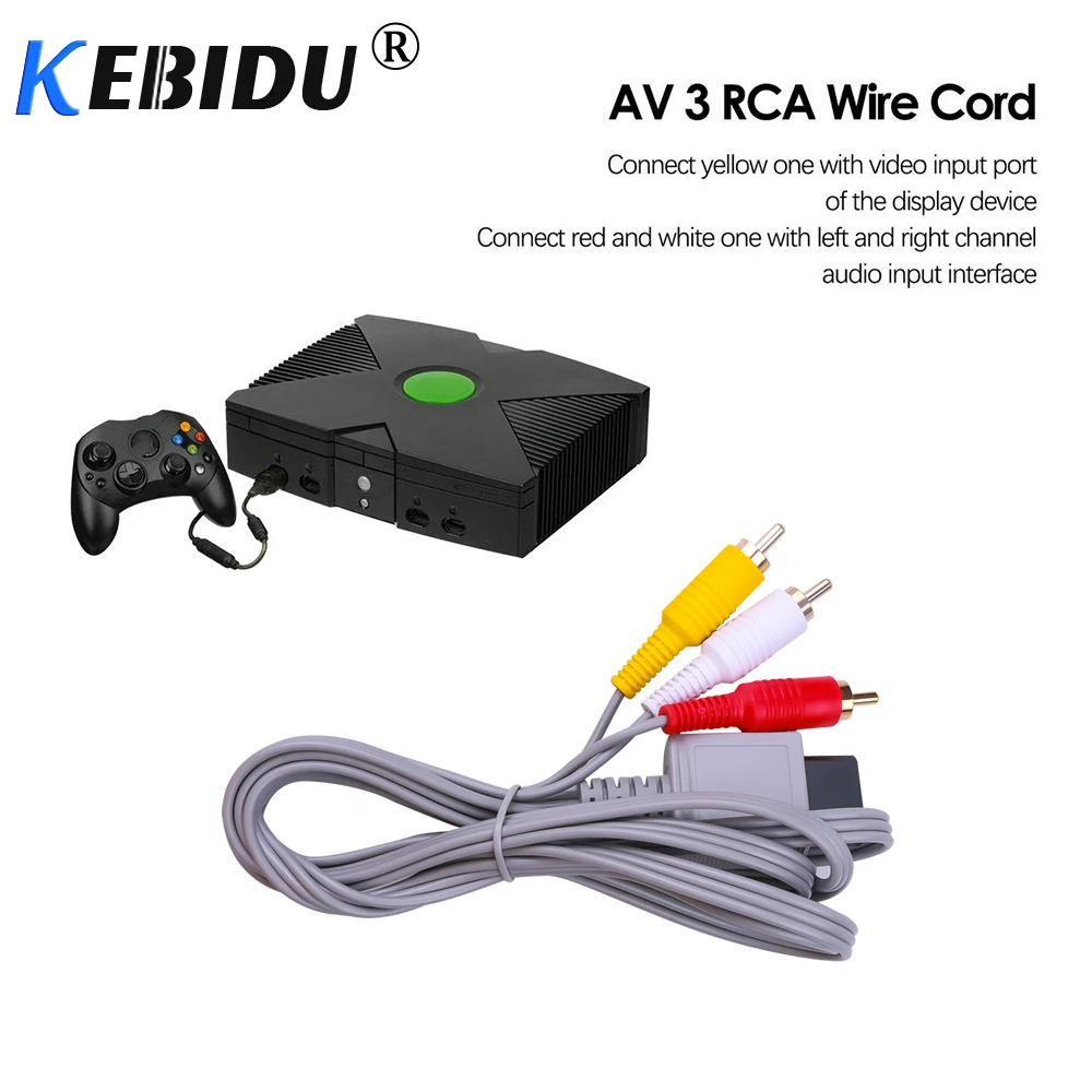 

Kebidu 1.8m Audio Video AV Cable Game Composite 3 RCA Video Gold-plated Cable Cord Wire Main 480p
