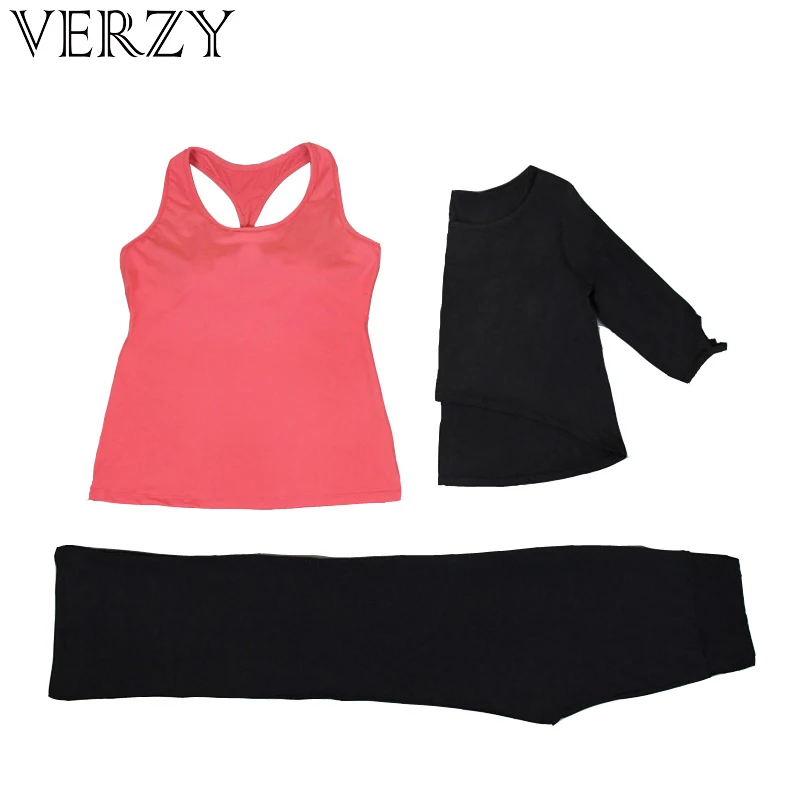 

VERZY Workout Tops For Women Yoga Sets Fitness Top+Gym Shirt+Dance Sport Pants 3PCS Breathable Comfortable Women's Sports Suits