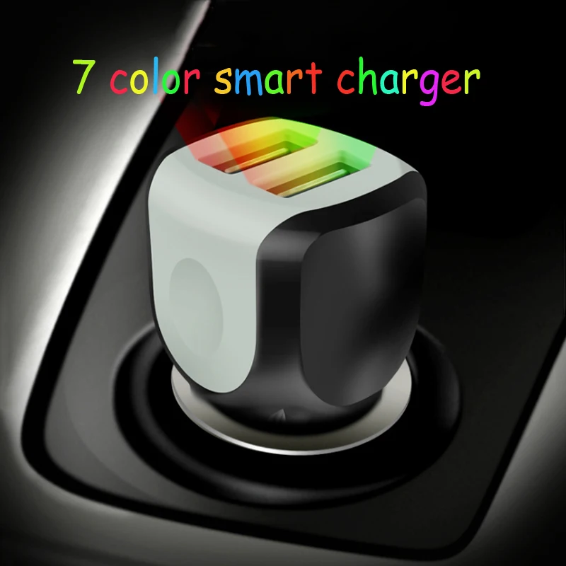 Car Charger 2.4A Dual USB Colorful Light Car Charger Smart Fast Car Charger For Mobile Phone iPad Car Charger 2.4A Dual USB Colorful Light Car Charger Smart Fast Car Charger For Mobile Phone iPad