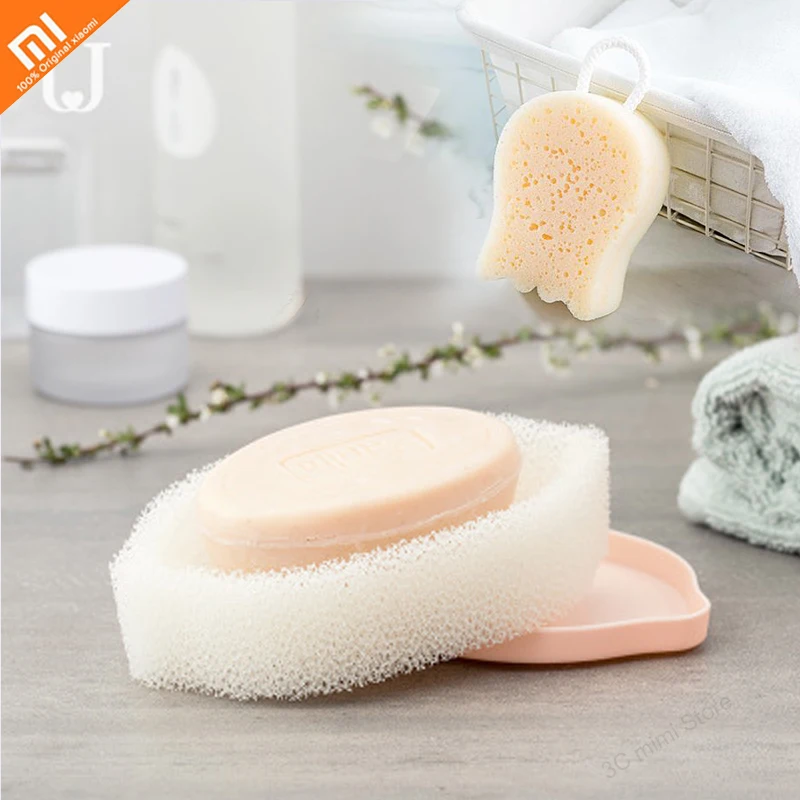 

xiaomi mijia Soap box drain soap dish shower ball bathing bath towel back sponge bathroom supplies home