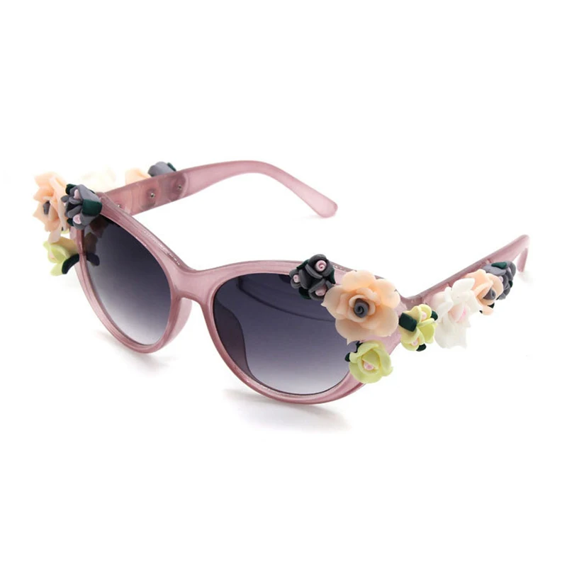Новая мода барокко женские Девушки Цветок Солнцезащитные очки Ретро бренд сексуальные Самоцветы солнцезащитные очки летние пляжные очки ZM-12 - Цвет линз: 4