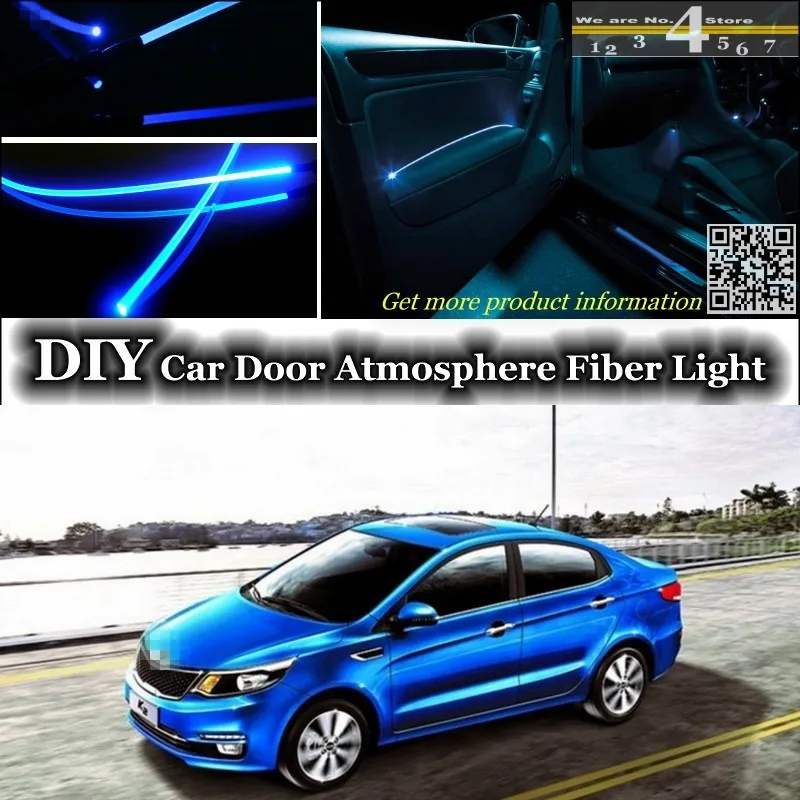interior Ambient Light Tuning Atmosphere Fiber Optic Band Lights For KIA K2 Rio Pride Xcite Cinco RX-V Stylus Door Panel Refit