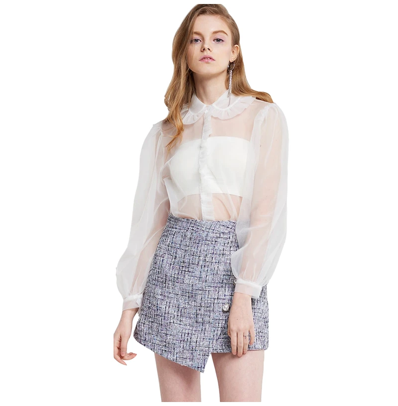 white long sleeve see thru shirt